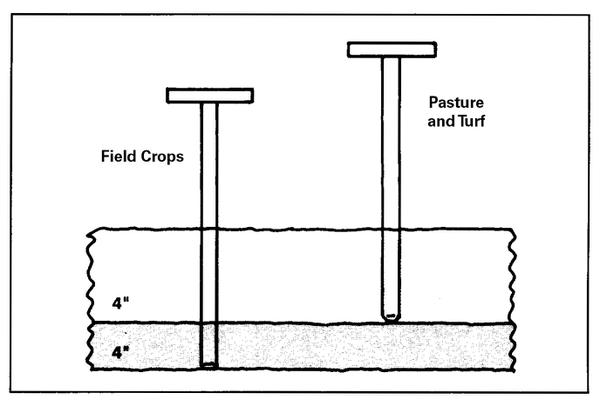 Figure 3. Sample to a depth of 8 inches in fields plowed for row